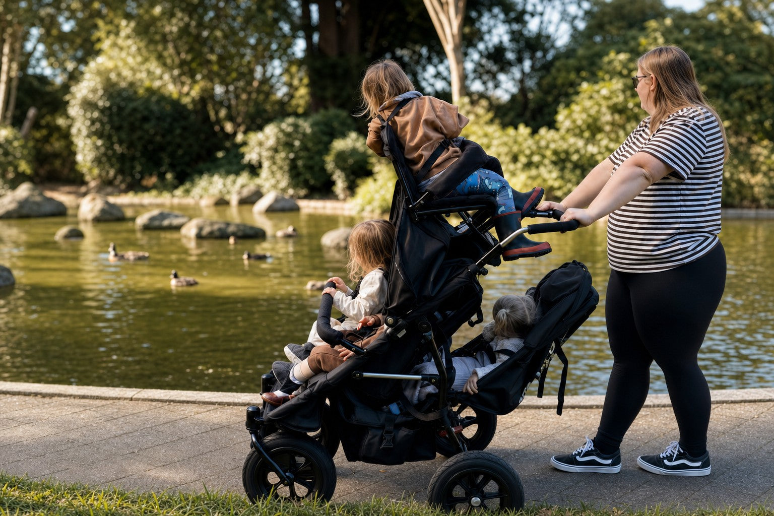 One KinderPod carrying children of several ages