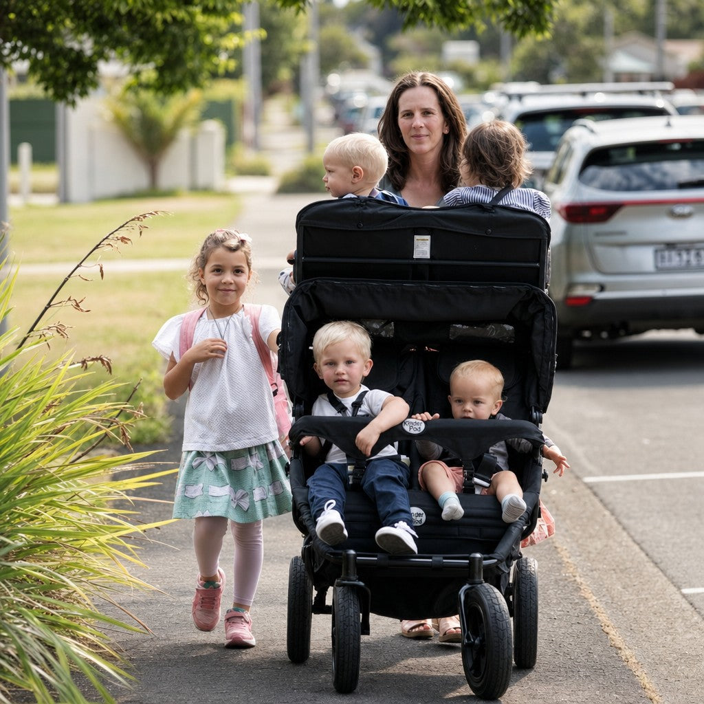 Claire, a registered UK childminder, out with her KinderPod